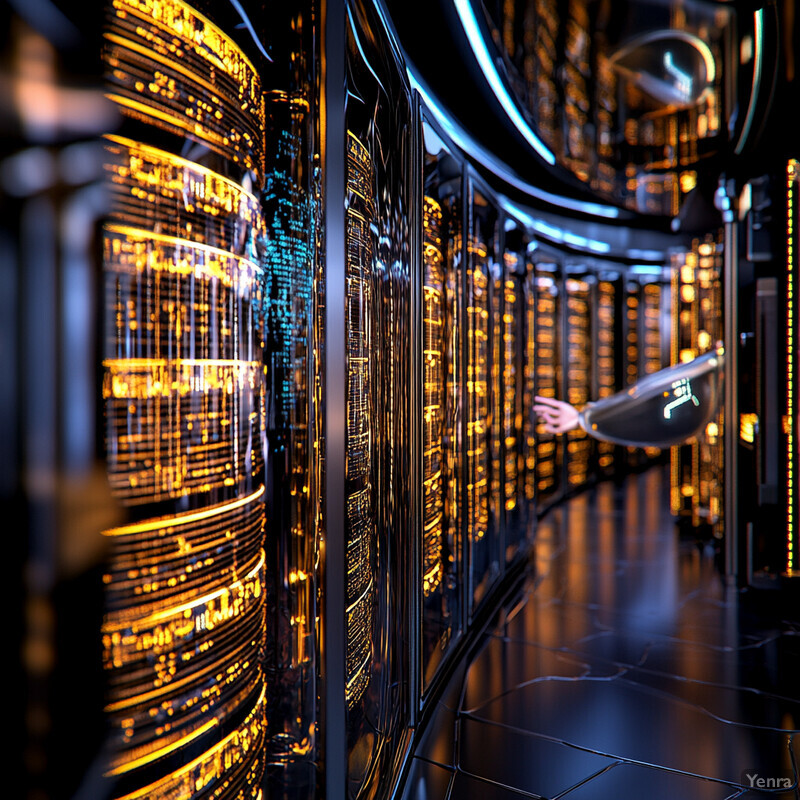 The image showcases a server room in a large data center or server farm, highlighting the importance of efficient organization and real-time monitoring.