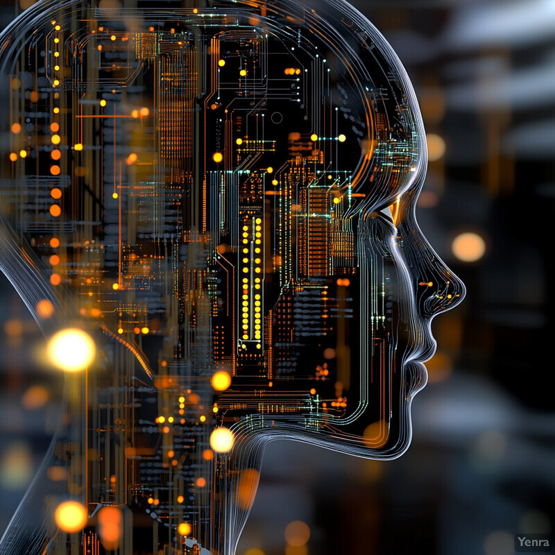 AI-generated illustration of a human head with circuitry and wires within its brain, representing Explainable AI (XAI) techniques.