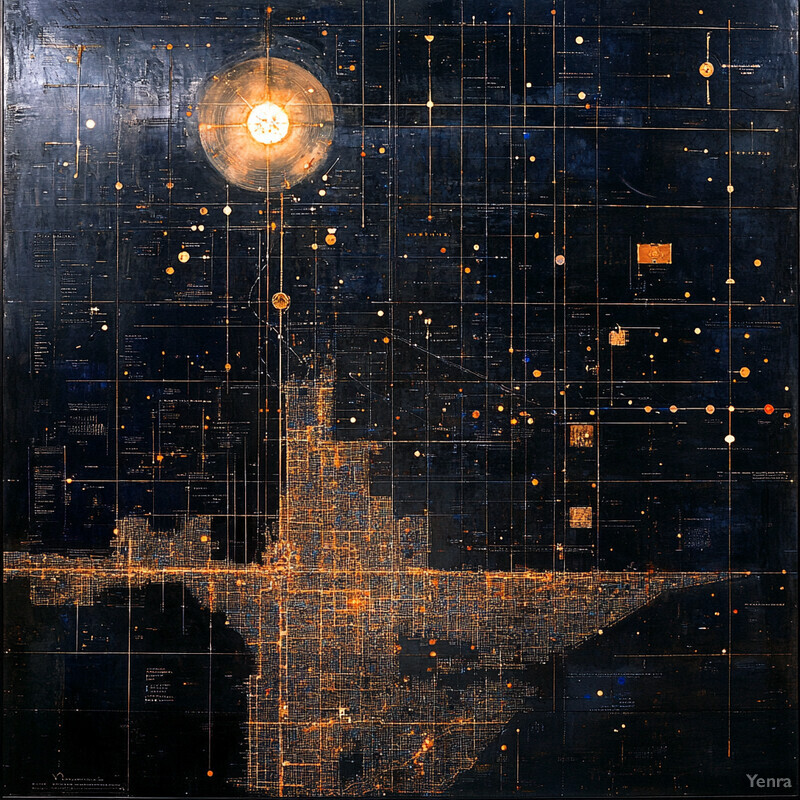 A striking visual representation of data integration from multiple sources.