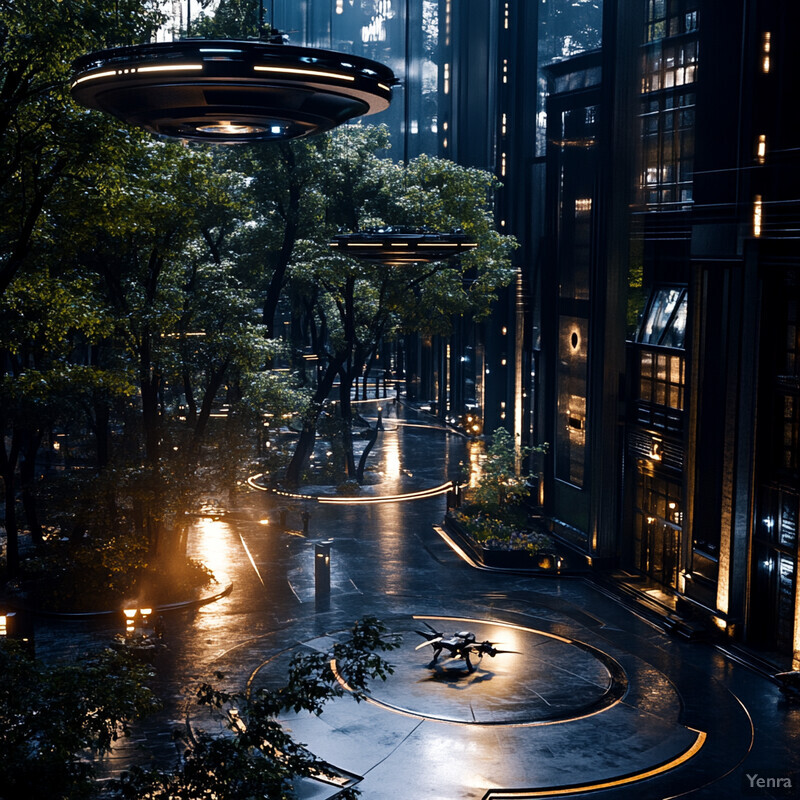 A futuristic cityscape with advanced technology and sustainable design.