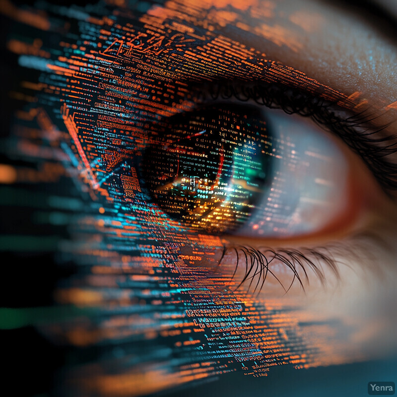 A close-up image of a brown eye with a digital overlay.