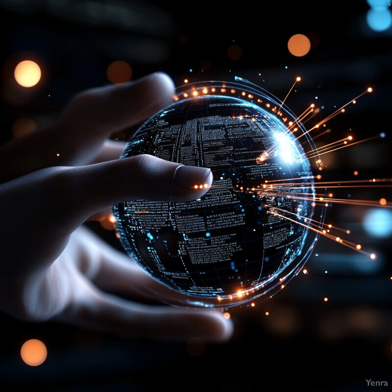 A hand holds a glass globe displaying a cityscape at night.