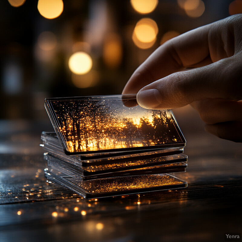 A person holds an artistic representation of a sunset scene in their hand.