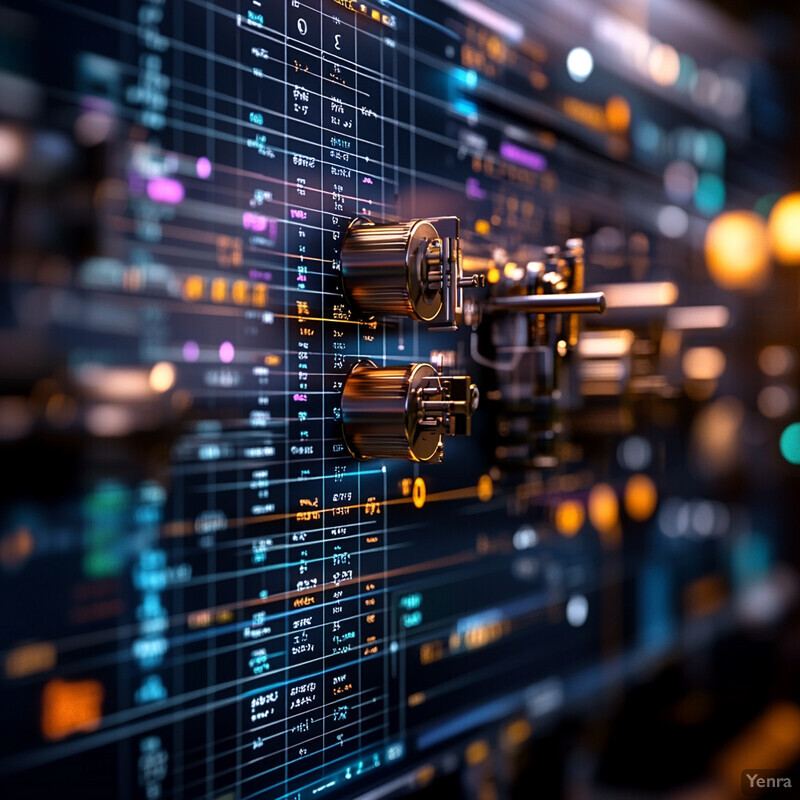 An image showcasing data visualization and mechanical components for production optimization.