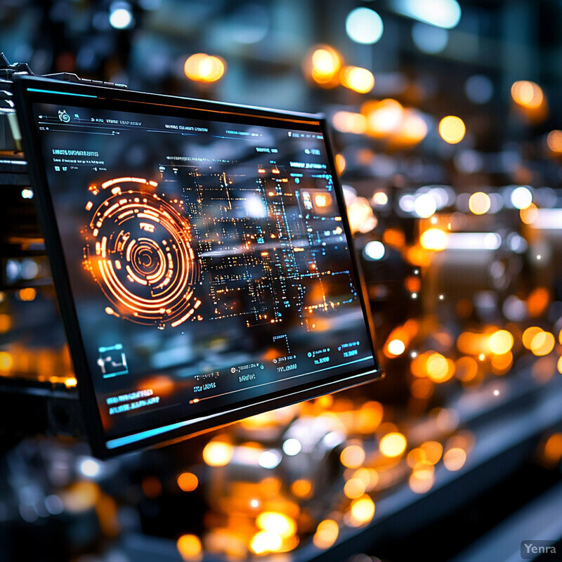 A futuristic control panel or dashboard displaying various data and information.