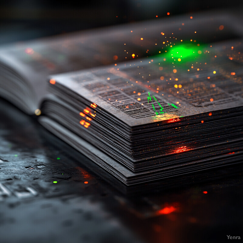 An open book with illuminated pages in a laboratory setting.