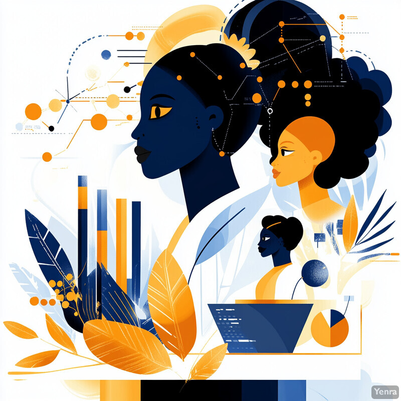 An abstract illustration of four women celebrating diversity and inclusivity.