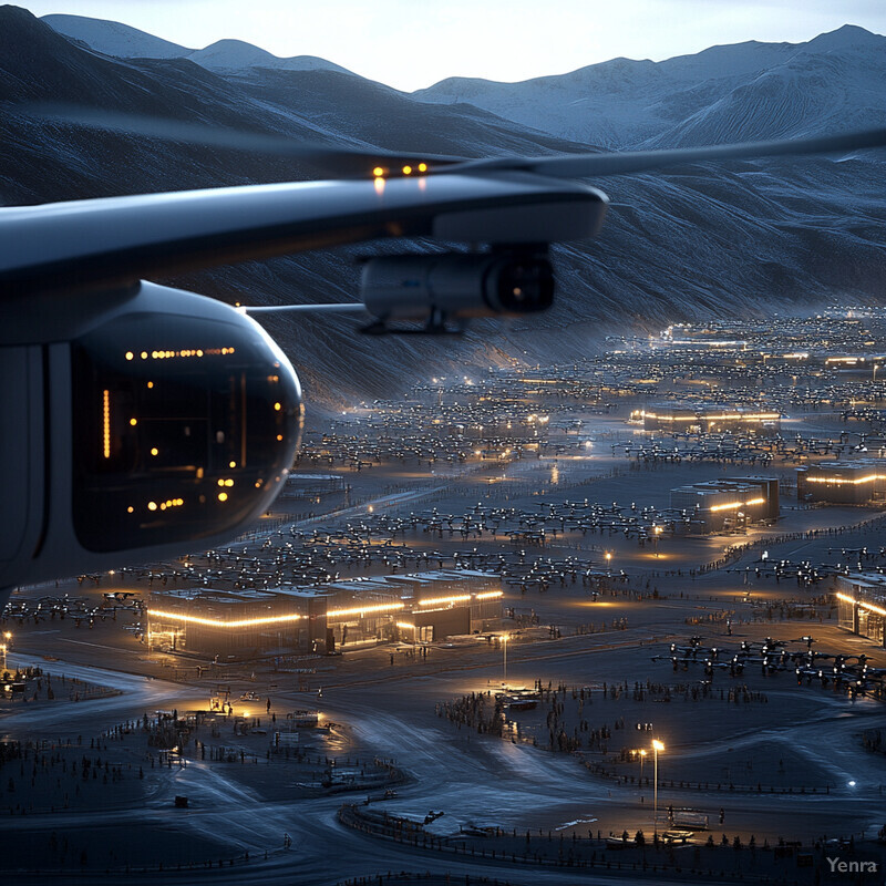 Two airplanes flying over a mountainous region at dusk or dawn.