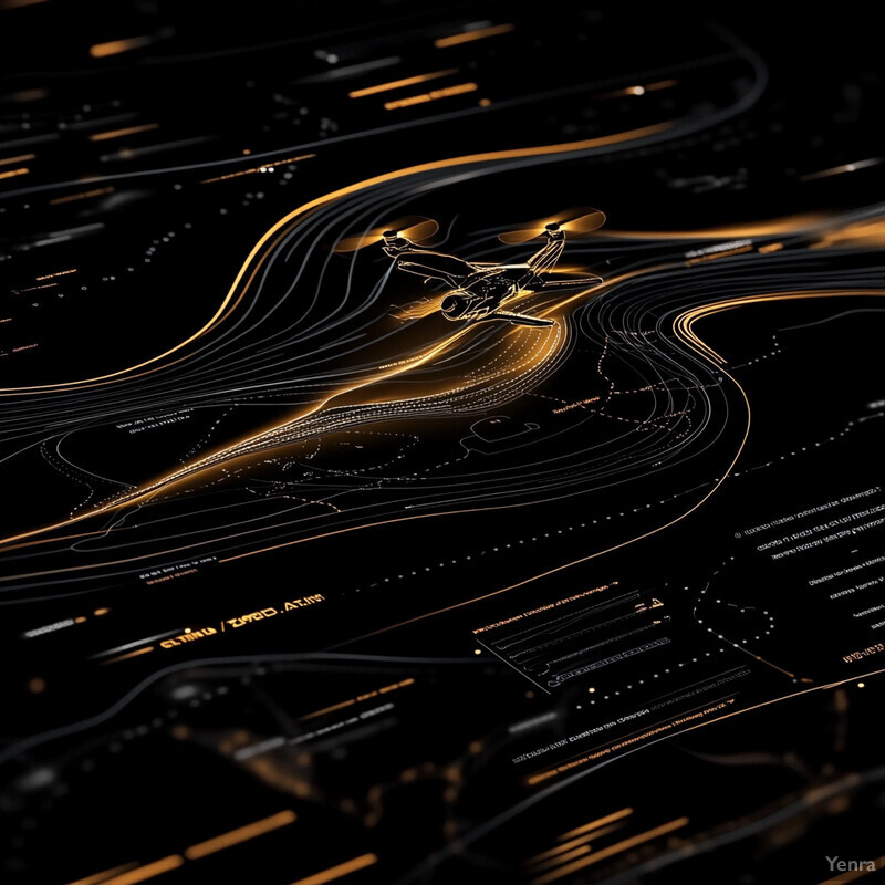 Predictive analytics for drone flight paths: A futuristic representation of advanced technology.