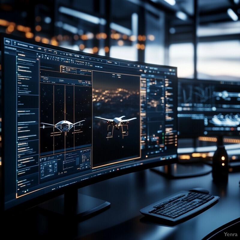 Real-time drone identification and classification system on computer monitors.