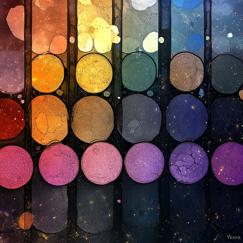 An eyeshadow palette with 18 circular pans of various colors, arranged in three rows.