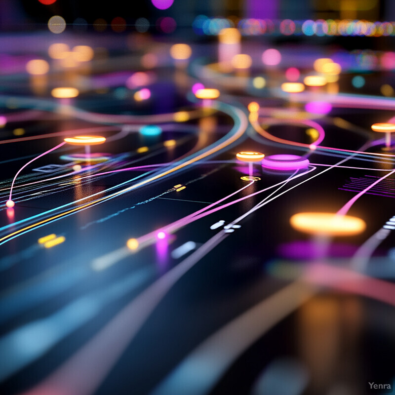 Abstract representation of resource allocation optimization with interconnected nodes and pathways in various colors.