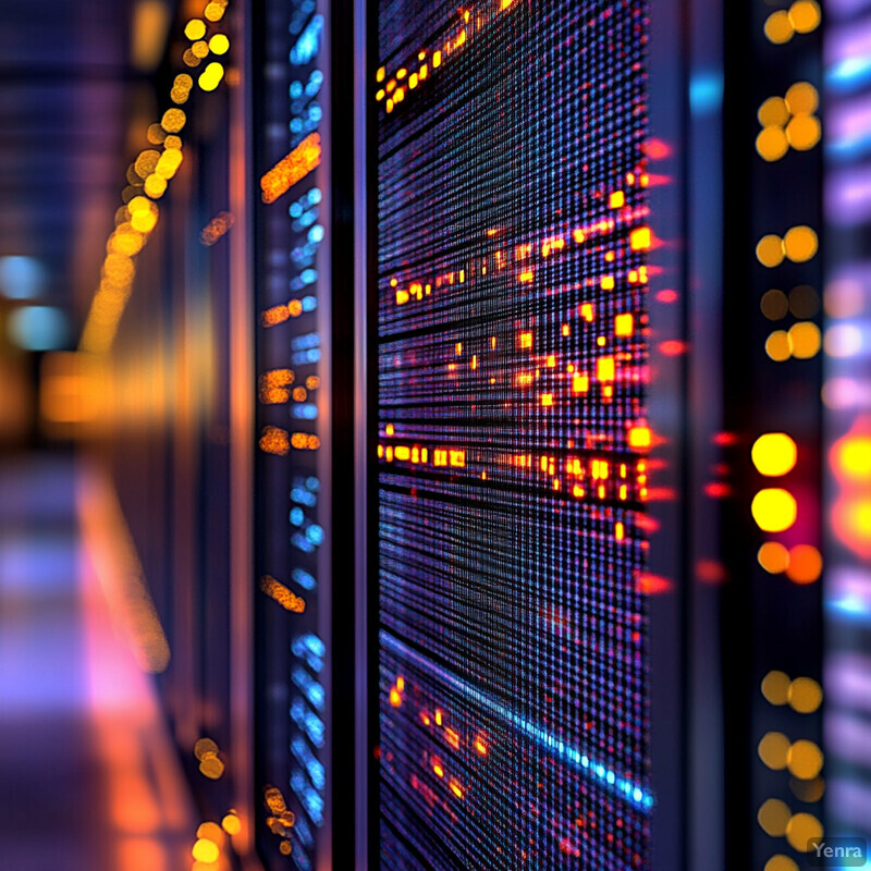 Rows of servers stacked vertically in a server room.