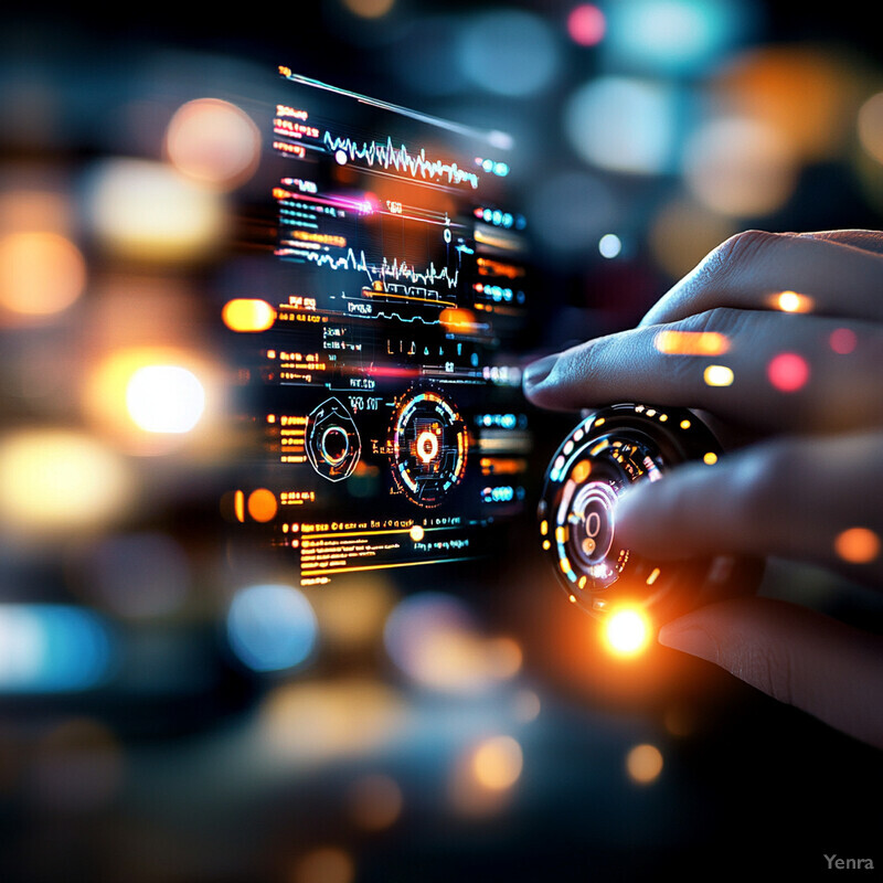 A person's hand holding a small device with an orange glow, set against the backdrop of a city street at night.