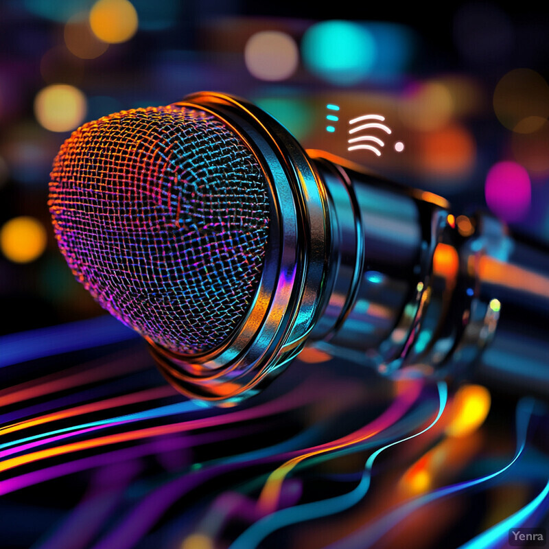 A close-up view of a microphone with a silver-colored metal grille and a black mesh screen.