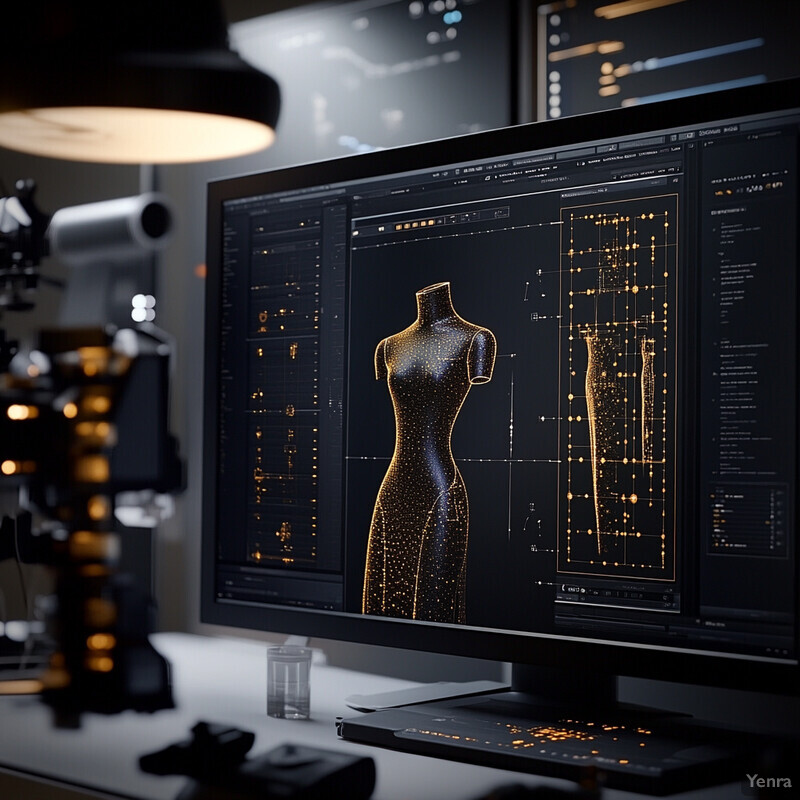 A screenshot from a fashion design software or app displaying a gold dress on a black mannequin.