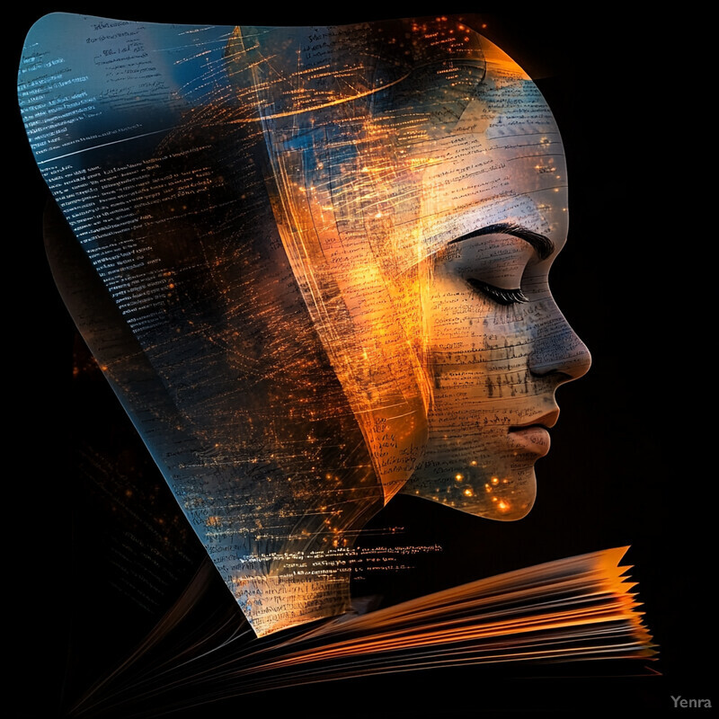 A woman's face surrounded by an orange glow and text, conveying a sense of creativity and innovation.