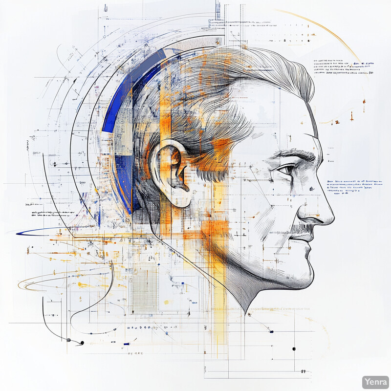 A detailed drawing of a man's profile, showcasing his facial features in high relief.