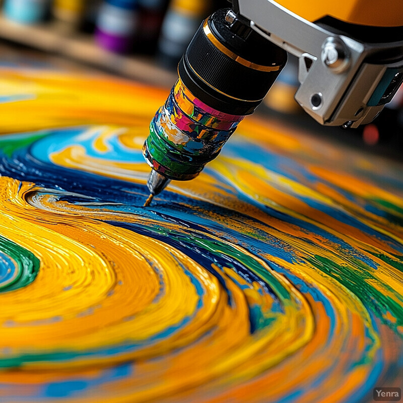 An artistic process of creating intricate designs on a surface using a specialized tool.