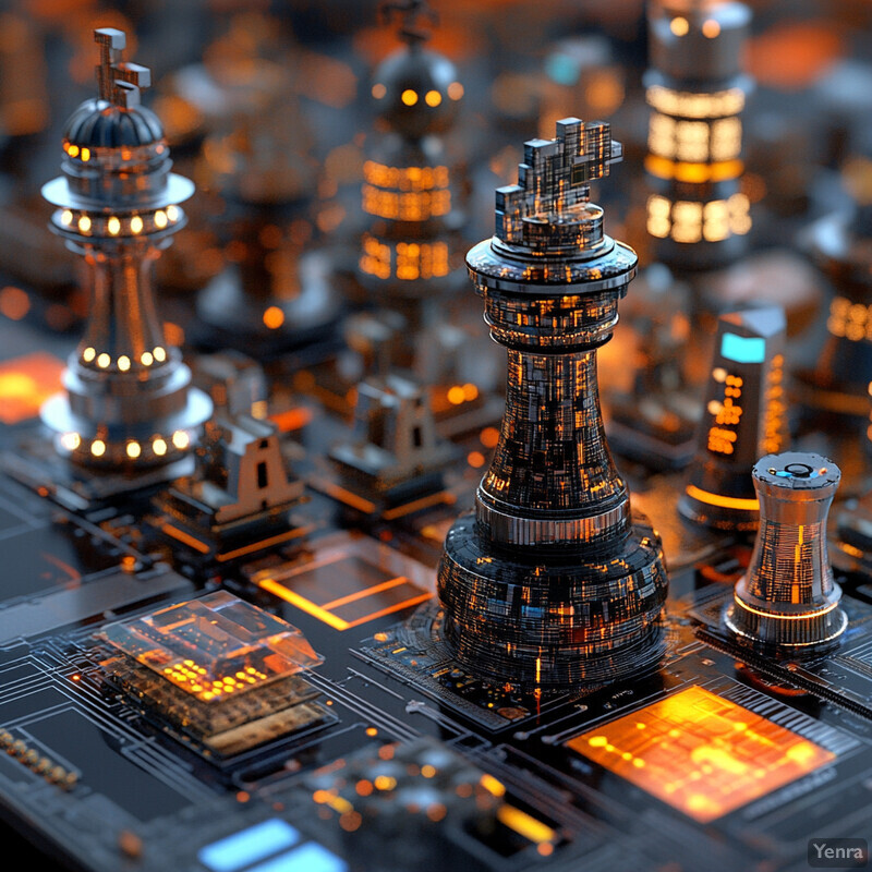 Chess pieces on a circuit board create an intriguing blend of tradition and technology.