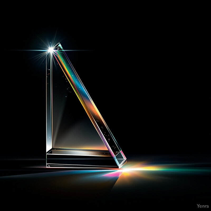 A crystal prism refracting light into a rainbow effect.