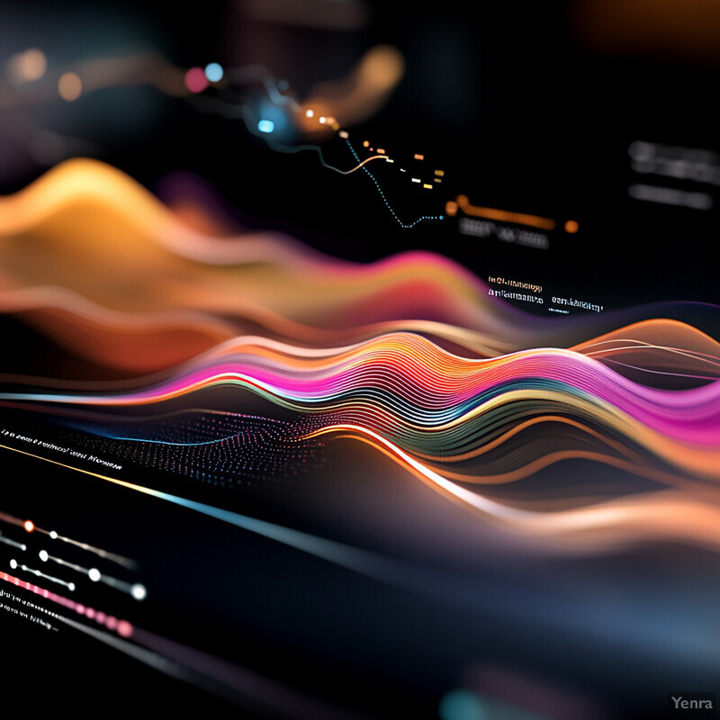 A complex risk modeling and volatility estimation graph with a black background and pink and orange hues.