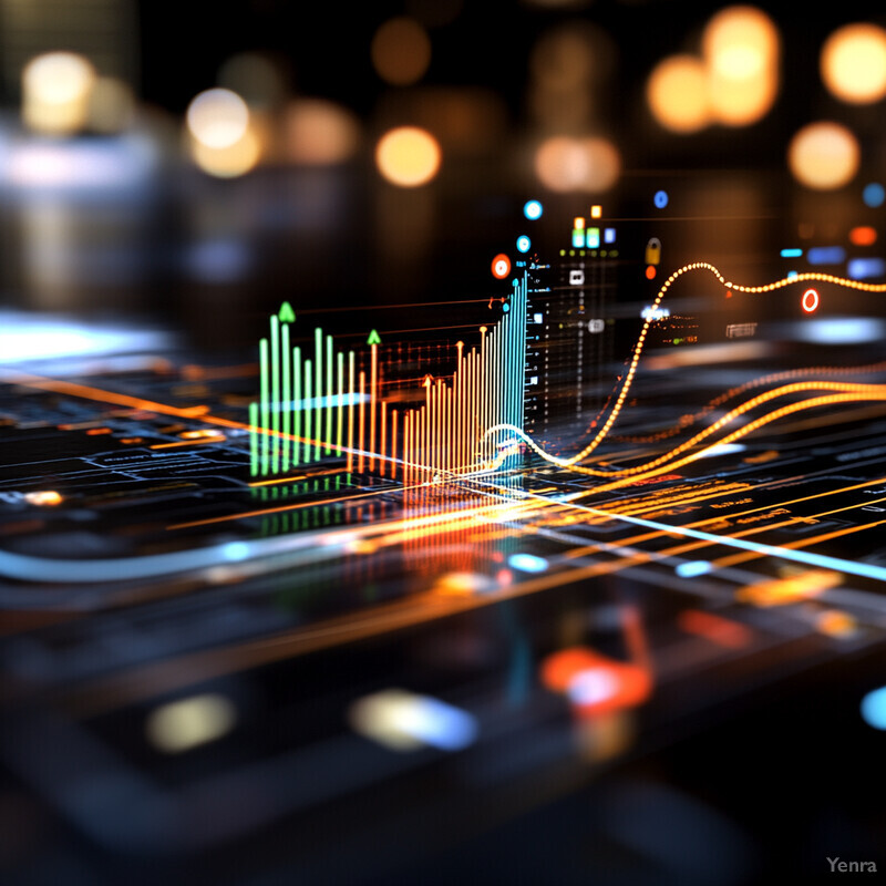 A futuristic and high-tech visual representation of data analysis for continuous supplier performance monitoring.