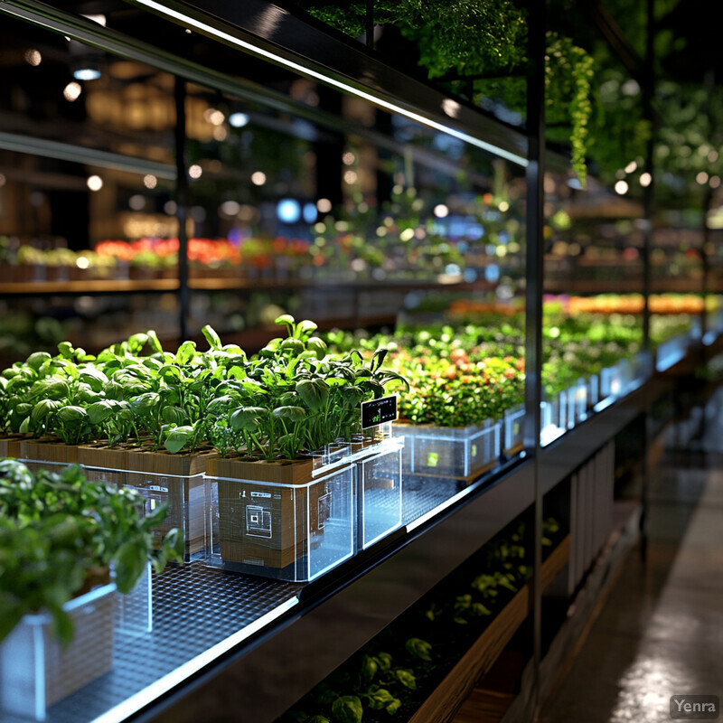 A large room filled with rows of plants in various stages of growth.