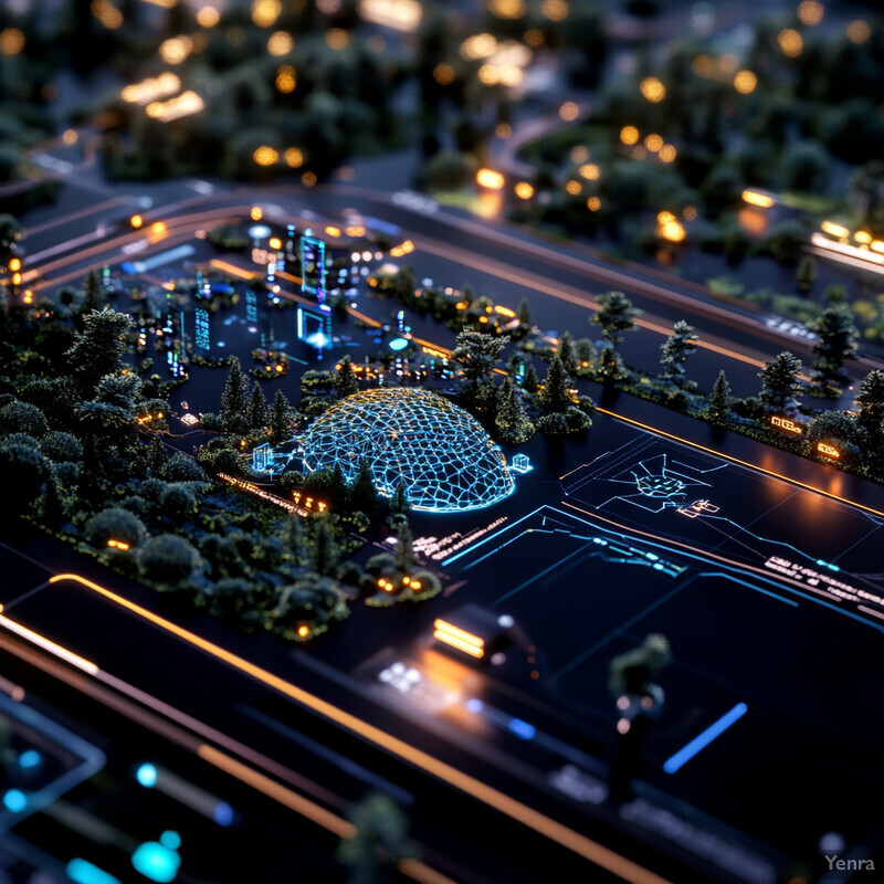 A futuristic cityscape with a focus on technology and innovation.