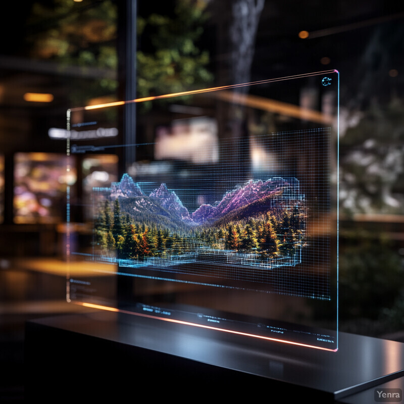 A large screen displays a mountainous landscape with trees, showcasing the capabilities of Procedural Content Generation (PCG) using machine learning.