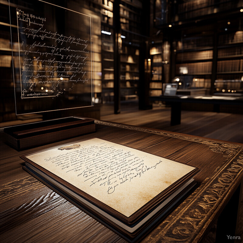 An antique wooden desk in a dimly lit room with bookshelves, featuring intricate carvings and ornate details.