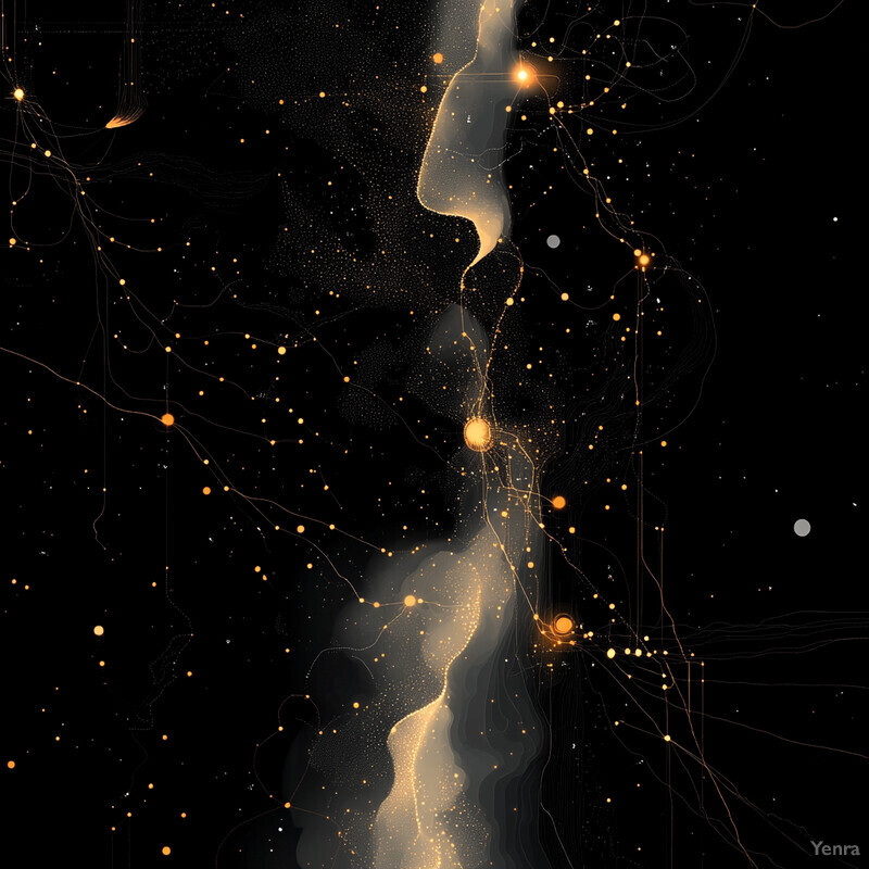 A digital illustration of a person's face in profile, surrounded by an intricate network of lines and dots.