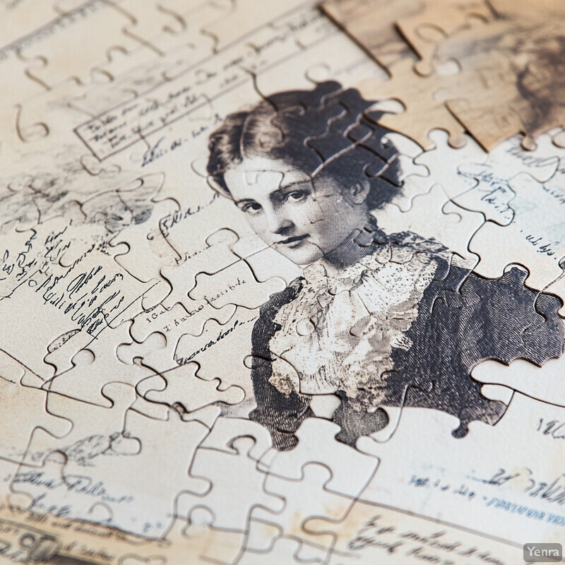 A jigsaw puzzle featuring an old photograph of a woman.