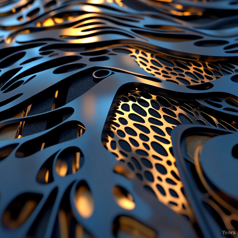 A visually striking pattern of interconnected shapes in black and gold, suitable for high-end design applications.