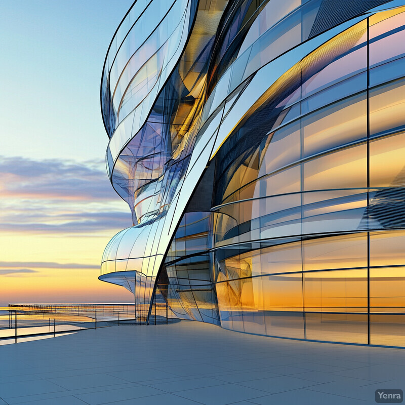 Abstract architectural design with a curved and wavy facade.