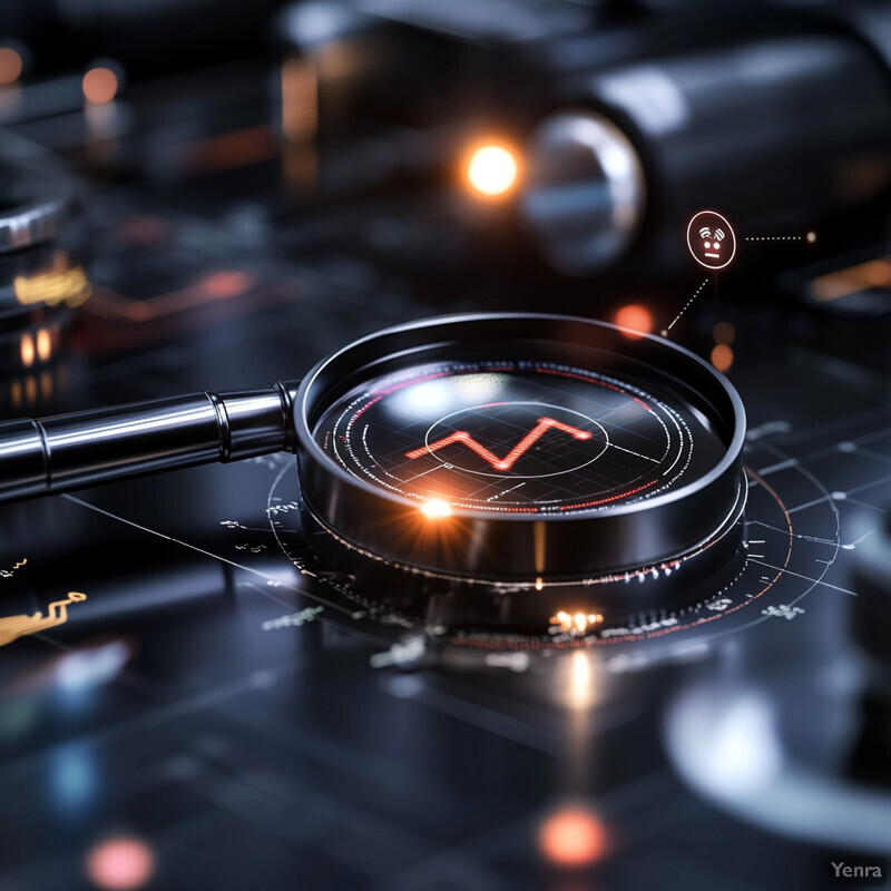 Advanced anomaly detection system with magnifying glass and control panel/interface.