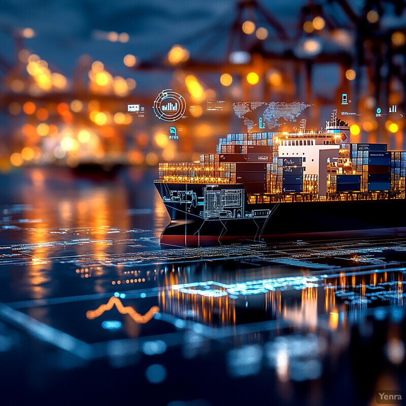 Algorithmic trading and freight rate derivatives platform with a large cargo ship in the center of the frame.