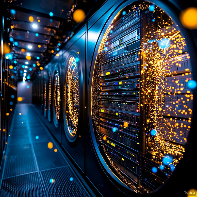 A large server room with rows of servers stacked vertically and horizontally.