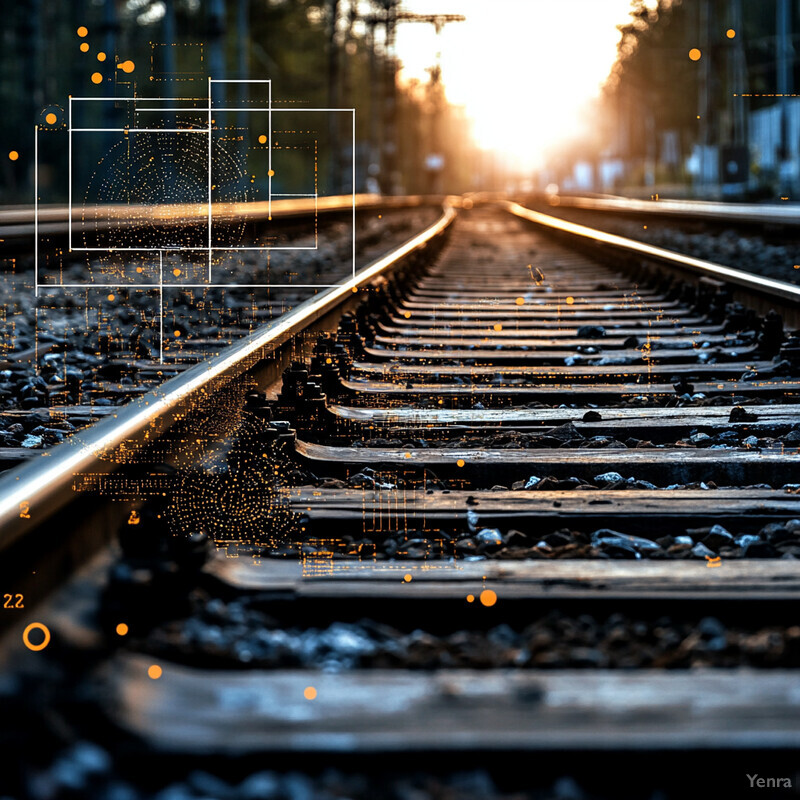 Railway track with blurred trees on either side