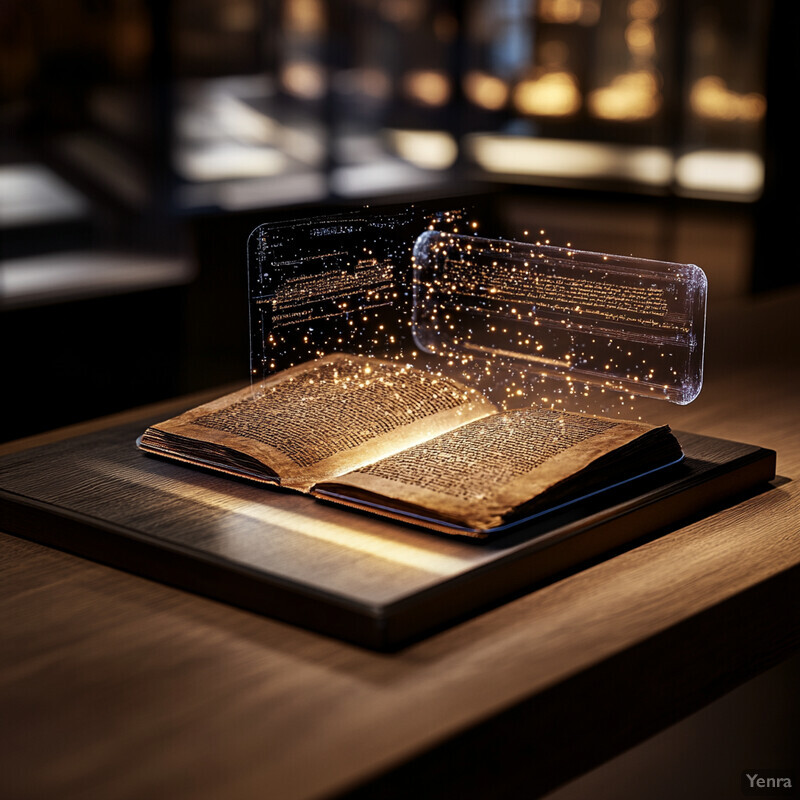 An open book with its pages floating in mid-air, surrounded by a soft glow.