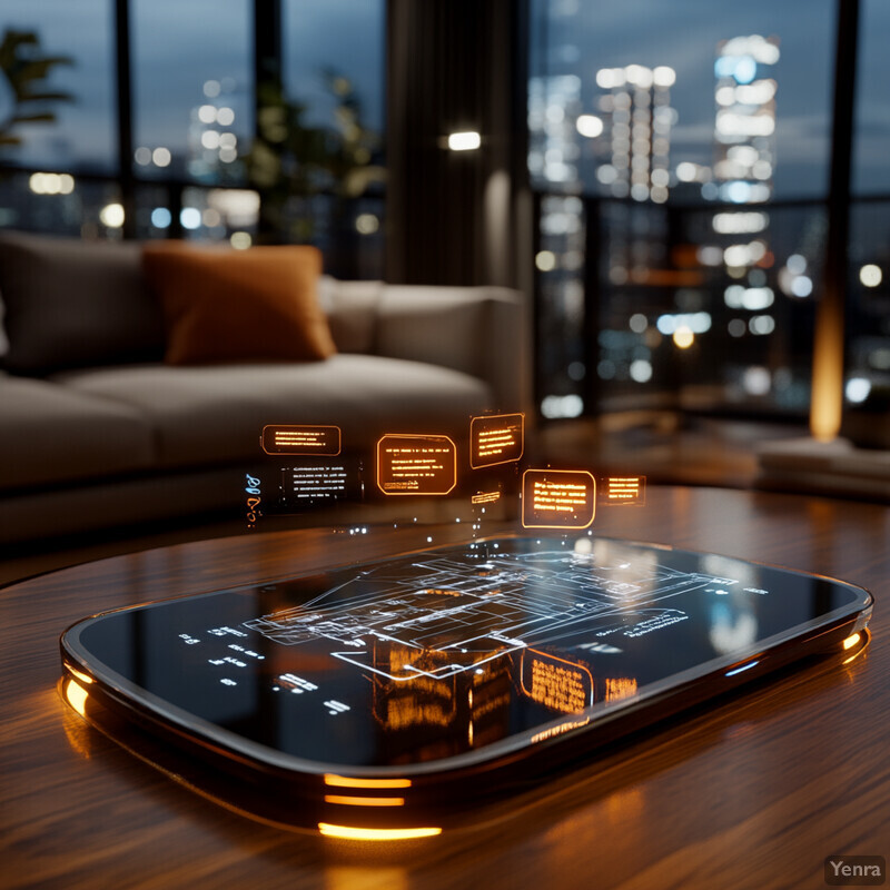 An iPhone on a wooden table in a cozy living room setting.