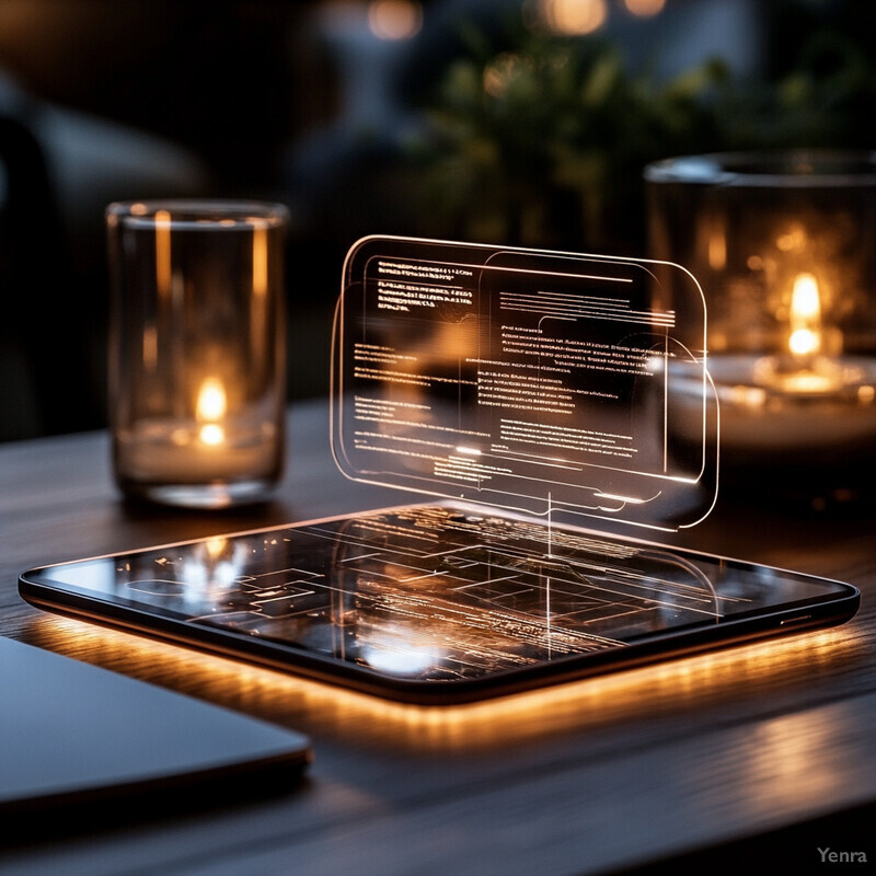 A smartphone is placed on a table in front of lit candles and a laptop, creating an intimate atmosphere.