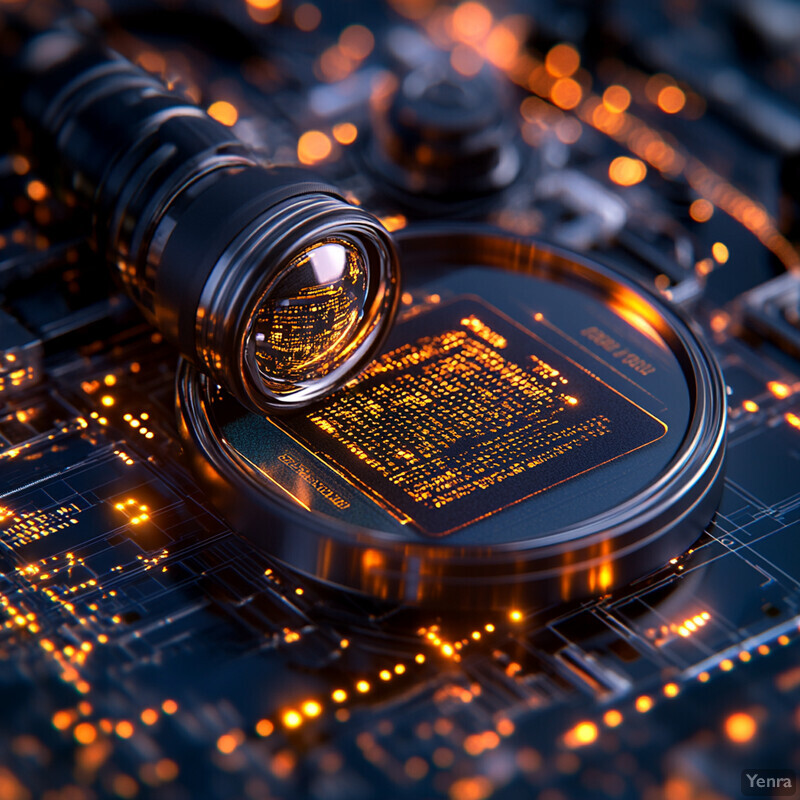 A close-up view of an electronic device with a round black component and numerous smaller components arranged on a circuit board.