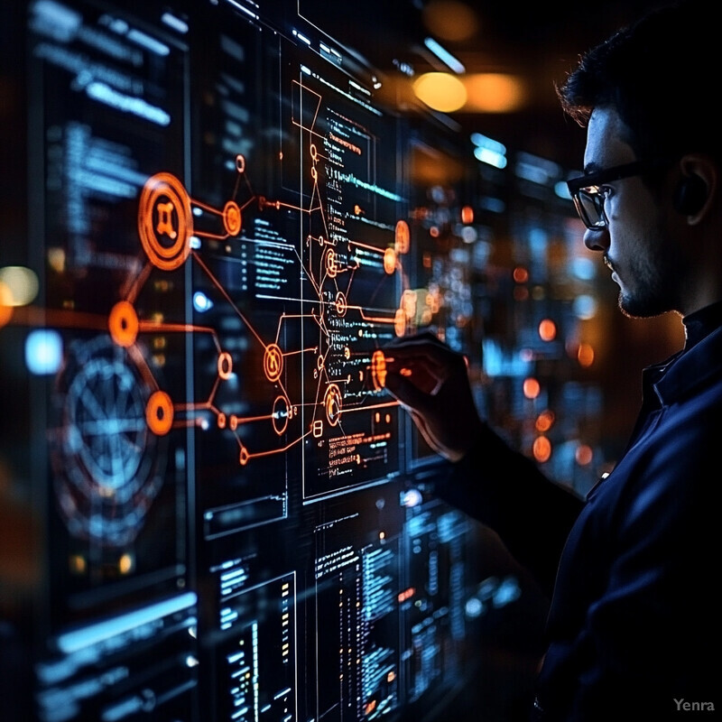 Man examining screen displaying fraud patterns