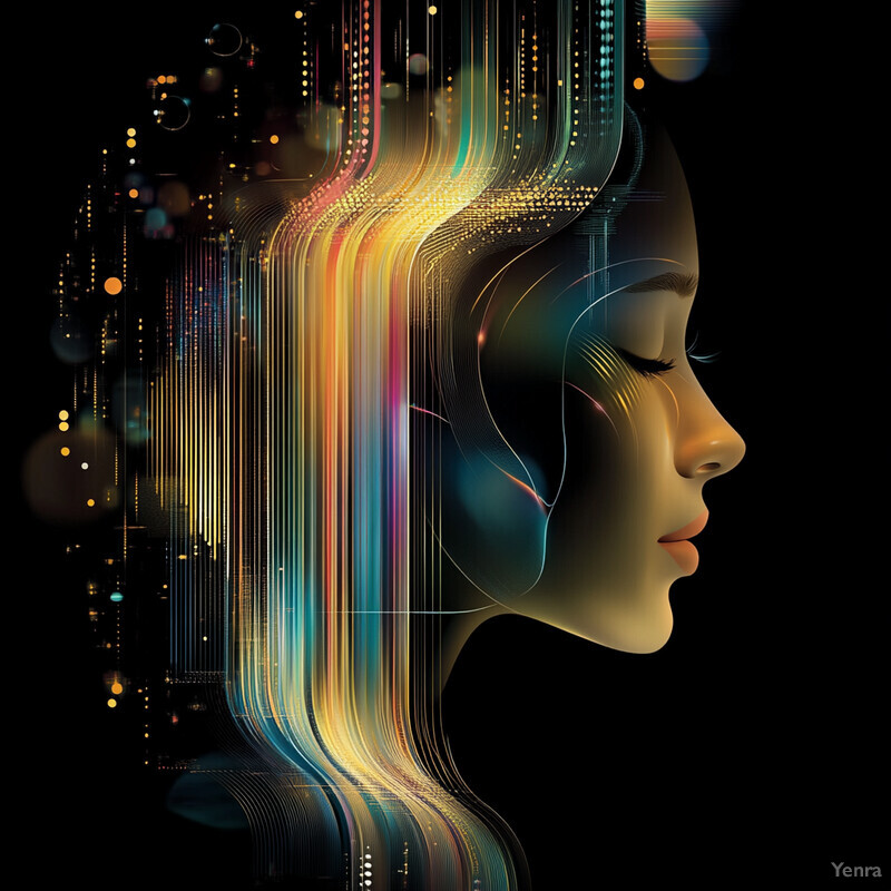 A serene abstract image of a woman's head and shoulders.