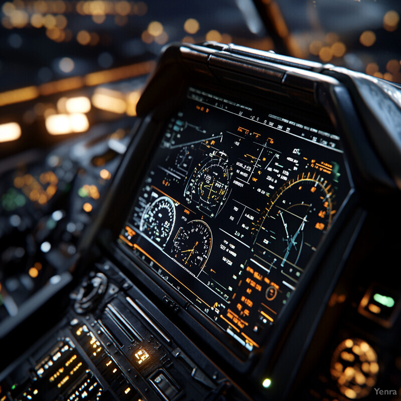 A close-up view of the control panel in an aircraft cockpit.