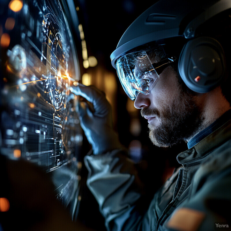 A man in a military uniform sits on a couch in a living room, wearing a helmet and goggles.