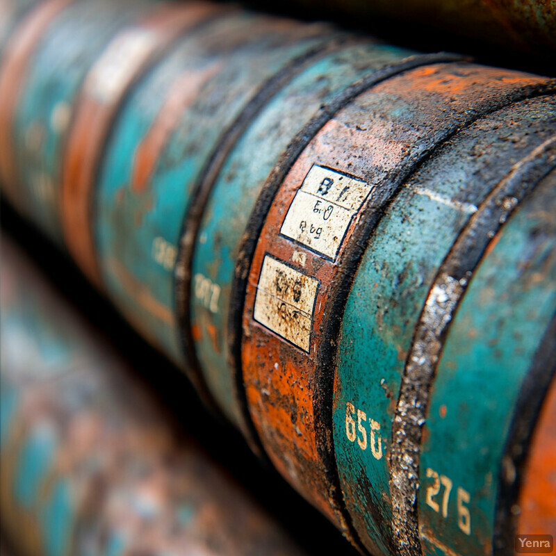 A close-up view of a rusted metal pipe with visible wear and tear, likely used in an industrial setting.