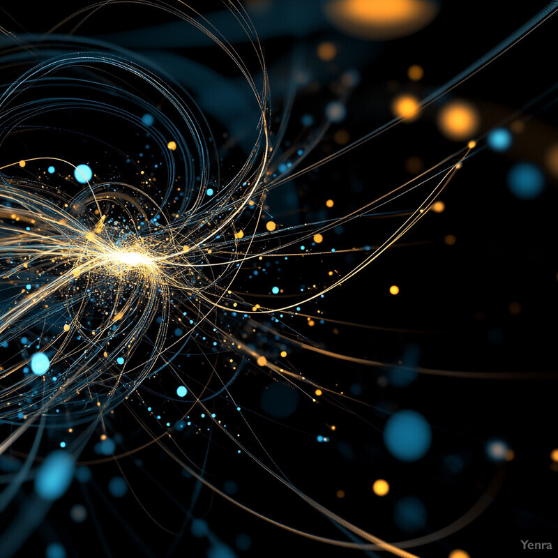 An abstract image featuring a network of lines and dots in blue and yellow on a black background, symbolizing unity and cooperation.