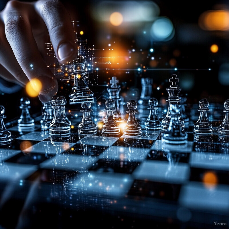 A hand hovers over a chessboard, ready to make a move in a game of strategy.